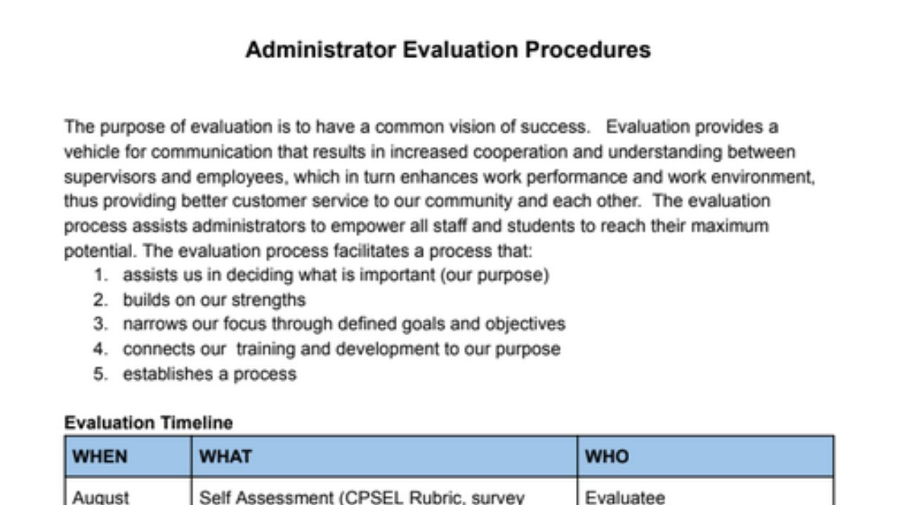 Administrator Evaluation Procedures